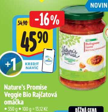 Nature's Promise Veggie Bio Rajčatová omáčka, 350 g  