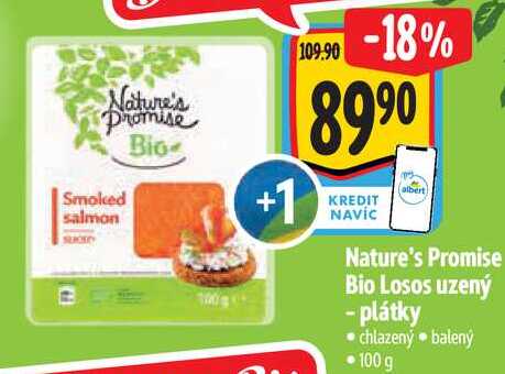 Nature's Promise Bio Losos uzený - plátky, 100g  
