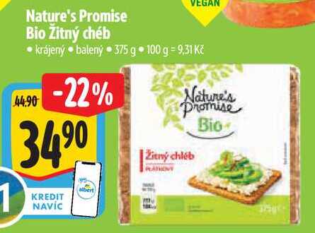 Nature's Promise Bio Žitný chéb, 375 g 