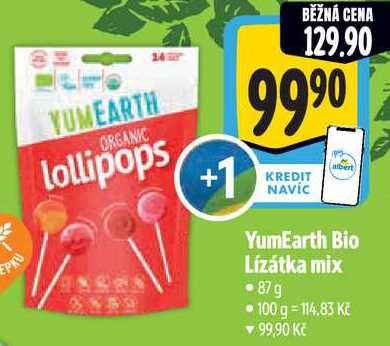 YumEarth Bio Lízátka mix, 87 g