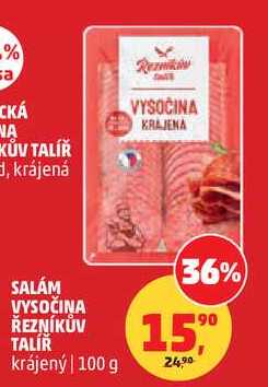 SALÁM VYSOČINA ŘEZNÍKŮV TALÍŘ krájený, 100 g  