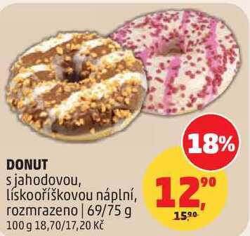 DONUT s jahodovou, Lískooříškovou náplní, 69/75 g 