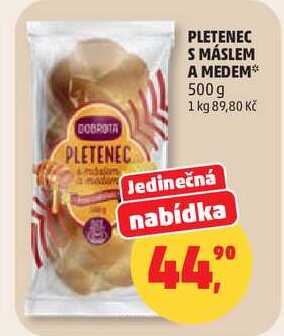 PLETENEC S MÁSLEM A MEDEM, 500 g  