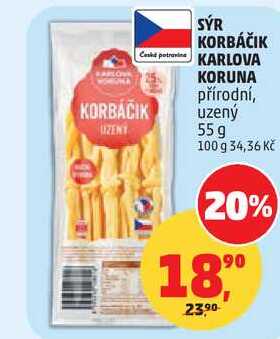 SÝR KORBÁČIK KARLOVA KORUNA přírodní, 55 g