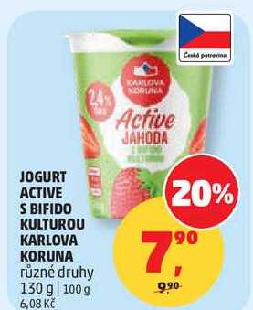 JOGURT ACTIVE S BIFIDO KULTUROU KARLOVA KORUNA různé druhy, 130 g 
