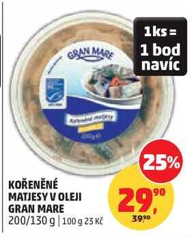 KOŘENĚNÉ MATJESY V OLEJI GRAN MARE, 200/130 g 