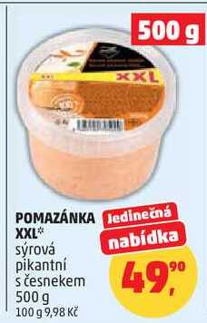 POMAZÁNKA XXL sýrová pikantní nabídka s česnekem, 500 g 