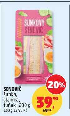 SENDVIČ šunka, slanina, tuňák, 200 g
