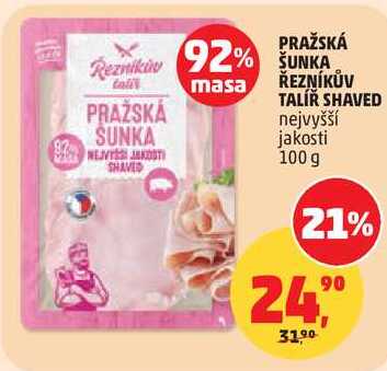 PRAŽSKÁ ŠUNKA ŘEZNÍKŮV TALÍŘ SHAVED nejvyšší jakosti, 100 g 