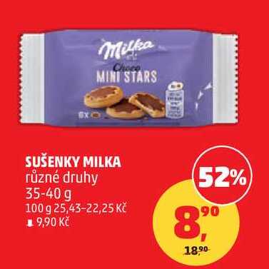 SUŠENKY MILKA různé druhy, 35-40 g  