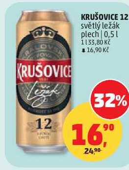KRUŠOVICE 12 světlý ležák plech, 0,5 l
