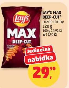LAY'S MAX DEEP-CUT různé druhy, 120 g 