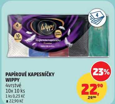 PAPÍROVÉ KAPESNÍČKY WIPPY 4vrstvé, 10x 10 ks  