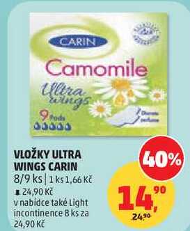 VLOŽKY ULTRA WINGS CARIN, 8/9 ks  