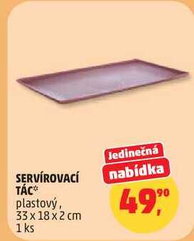 SERVÍROVACÍ TÁC plastový, 33 x 18 x 2 cm, 1 ks 