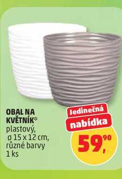 OBAL NA KVĚTNÍK plastový, 0 15 x 12 cm, různé barvy, 1 ks  