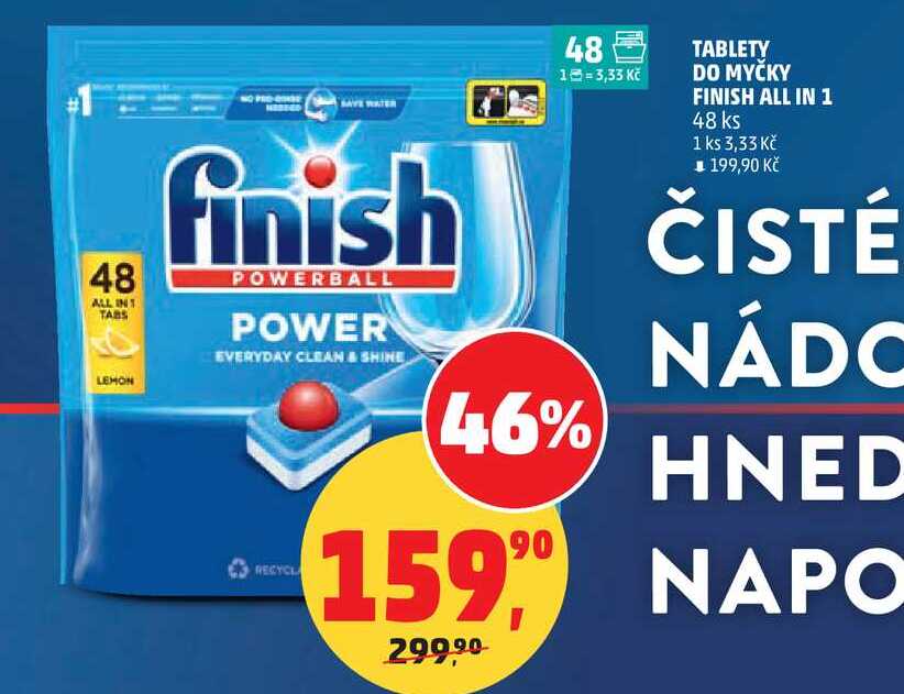 TABLETY DO MYČKY FINISH ALL IN 1, 48 ks  