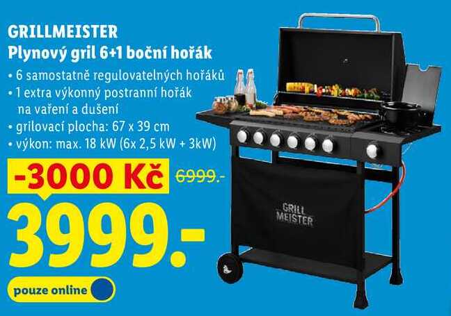 GRILLMEISTER Plynový gril 6+1 boční hořák  