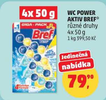 WC POWER AKTIV BREF různé druhy, 4x 50 g 