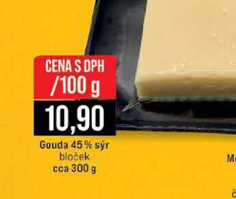 Gouda 45% sýr bloček cca 300 g 100g