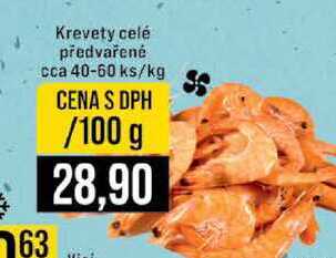 Krevety celé předvařené cca 40-60 ks 100g