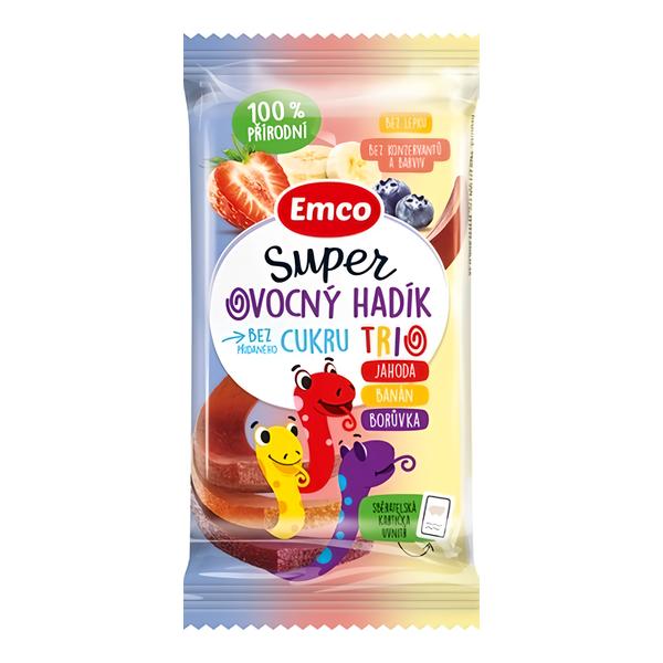 Emco Super ovocný hadík Trio jahoda/banán/borůvka