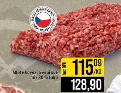 Mleté hovězí a vepřové mix 20% tuku 1kg