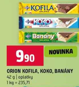 ORION KOFILA, KOKO, BANÁNY 42 g oplatky 