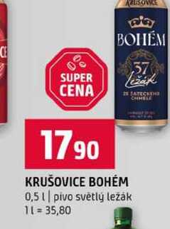 KRUŠOVICE BOHÉM 0,5l pivo světlý ležák