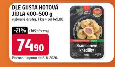 DLE GUSTA HOTOVÁ JÍDLA 400-500 g vybrané druhy