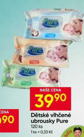 Dětské vlhčené ubrousky Pure 120 ks 