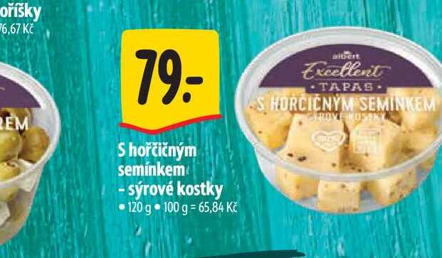   S hořčičným semínkem - sýrové kostky 120 g 