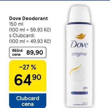 Dove Deodorant, 150 ml
