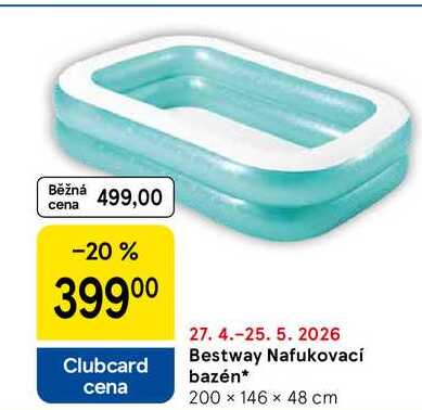 Bestway Nafukovací bazén, 200x146 x 48 cm 