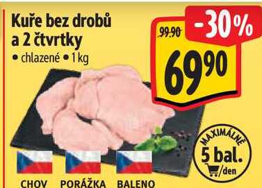 Kuře bez drobů a 2 čtvrtky, 1kg