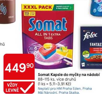 Somat Kapsle do myčky na nádobí, 88-115 ks, více druhů