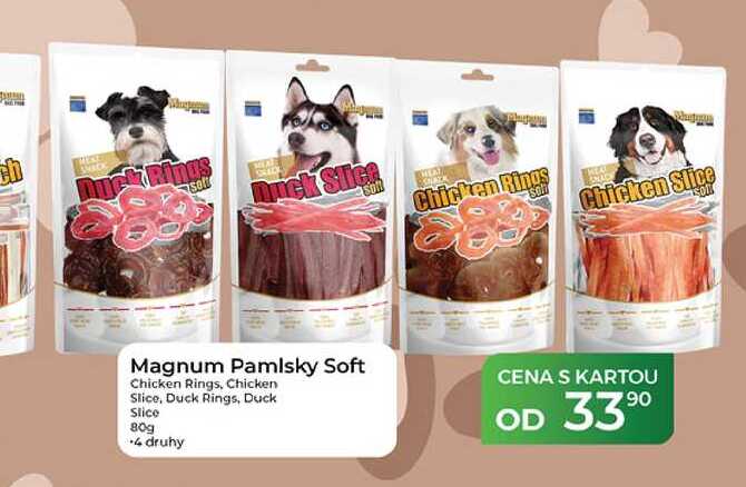 Magnum Pamlsky Soft Chicken Rings, Chicken Slice, Duck Rings, Duck slice 80g