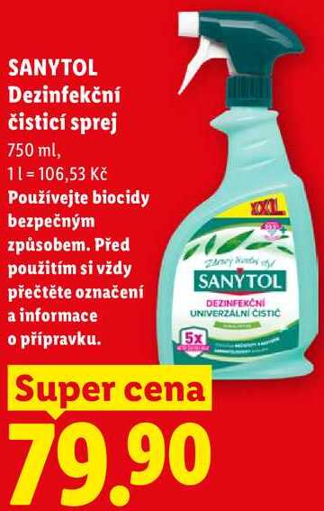 SANYTOL Dezinfekční čisticí sprej, 750 ml