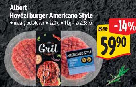 Albert Hovězí burger Americano Style, 220 g