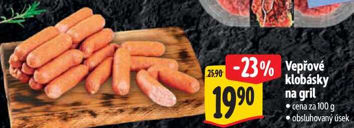 Vepřové klobásky na gril, cena za 100 g