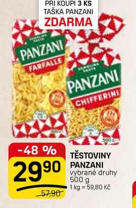 TĚSTOVINY PANZANI vybrané druhy 500 g