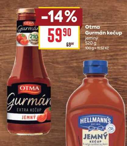 Otma Gurmán kečup jemný 520 g