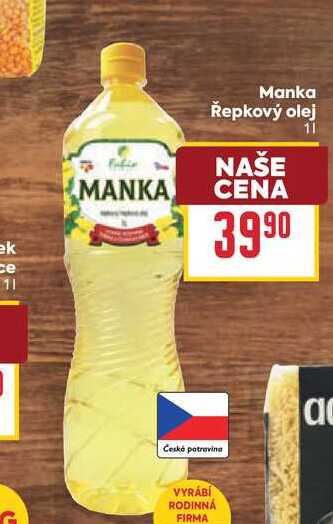 Manka Řepkový olej 1l