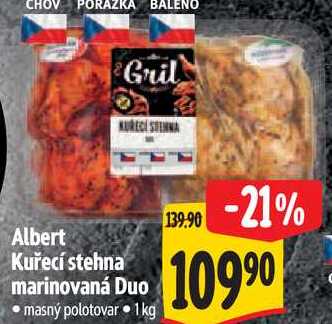 Albert Kuřecí stehna marinovaná Duo, 1 kg