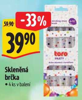 Skleněná brčka, 4 ks
