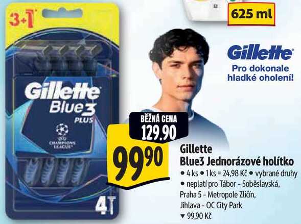 Gillette Blue3 Jednorázové holítko, 4 ks