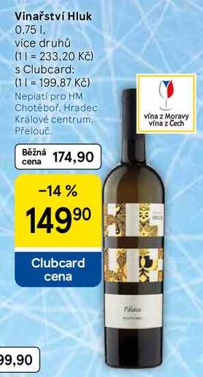 Vinařství Hluk, 0.75 l, více druhů 
