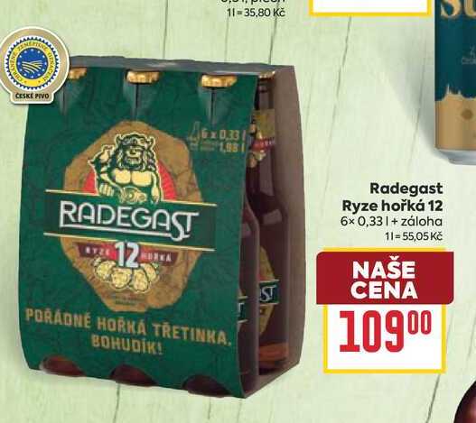 Radegast Ryze hořká 12 6× 0,33l
