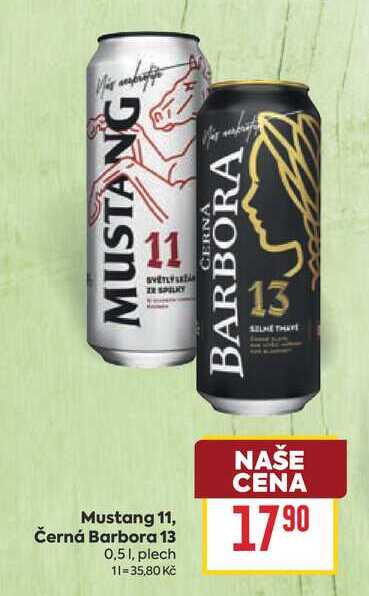 Mustang 11, Černá Barbora 13 0,5l, plech
