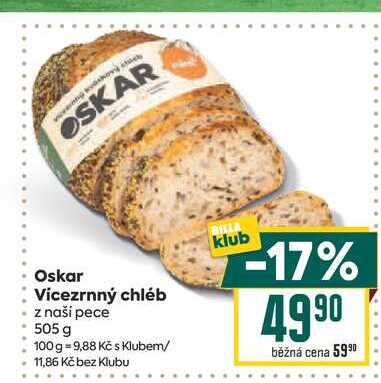 Oskar Vícezrnný chléb z naší pece 505 g